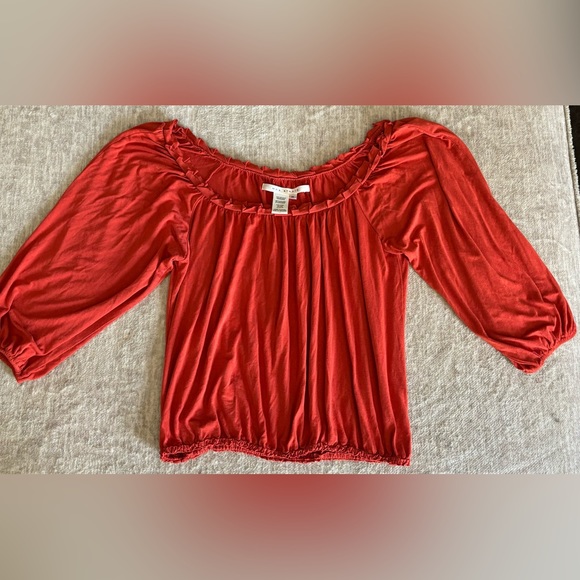 MAX STUDIO Fun Flirty Boho off the shoulder top - Size Medium - Burnt Orange - Picture 6 of 8